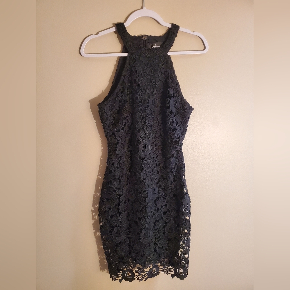 Lulu's Black Floral Crochet Dress Size Small - Picture 1 of 7